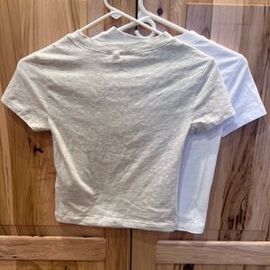 Crop top set (gray and white)